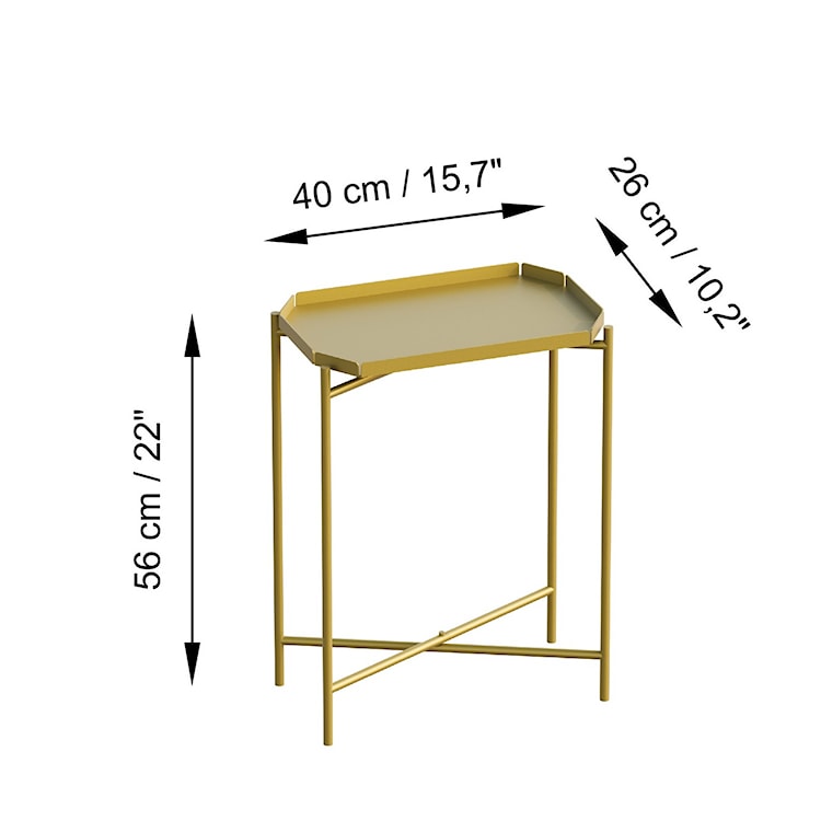 Stolik metalowy Cantive prostokątny blat 40x26 cm złoty  - zdjęcie 6