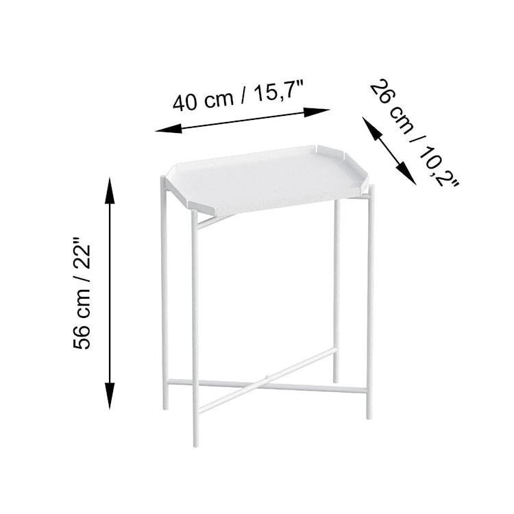Stolik metalowy Cantive prostokątny blat 40x26 cm biały  - zdjęcie 6