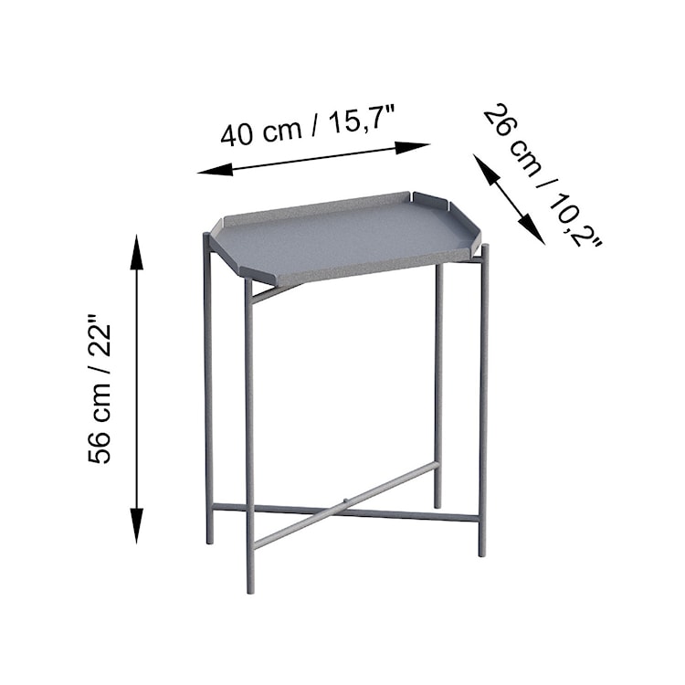 Stolik metalowy Cantive prostokątny blat 40x26 cm szary  - zdjęcie 6