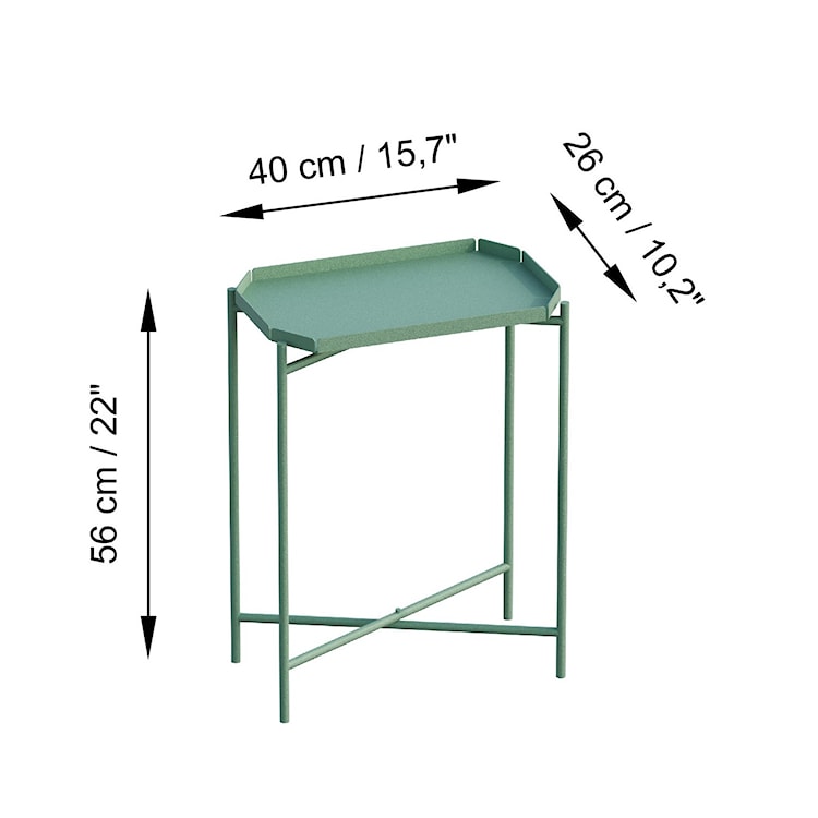 Stolik metalowy Cantive prostokątny blat 40x26 cm zielony  - zdjęcie 4