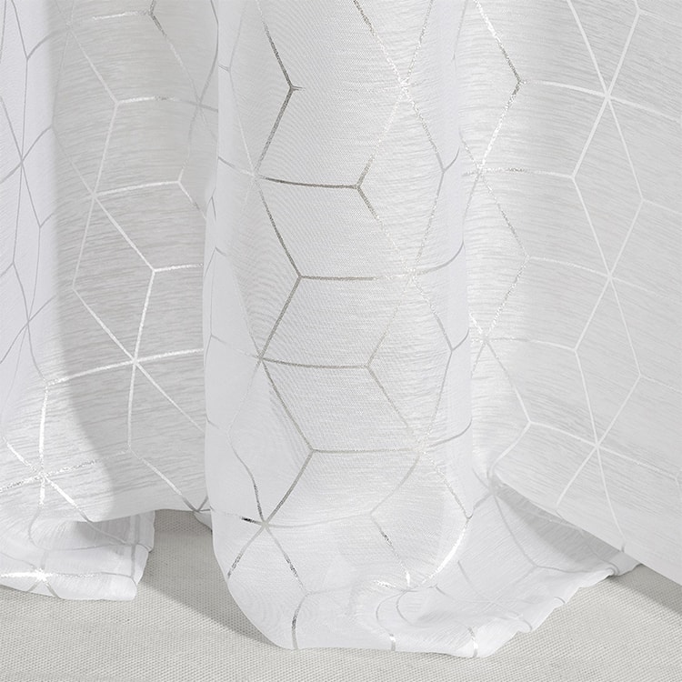 Firana na przelotkach Sistine 140x250 cm w geometryczny wzór biała  - zdjęcie 4
