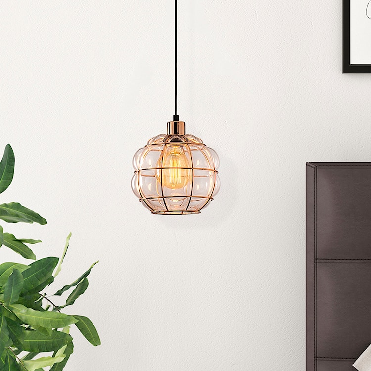 Lampa sufitowa Coradime szklana średnica 23 cm miedziana  - zdjęcie 3