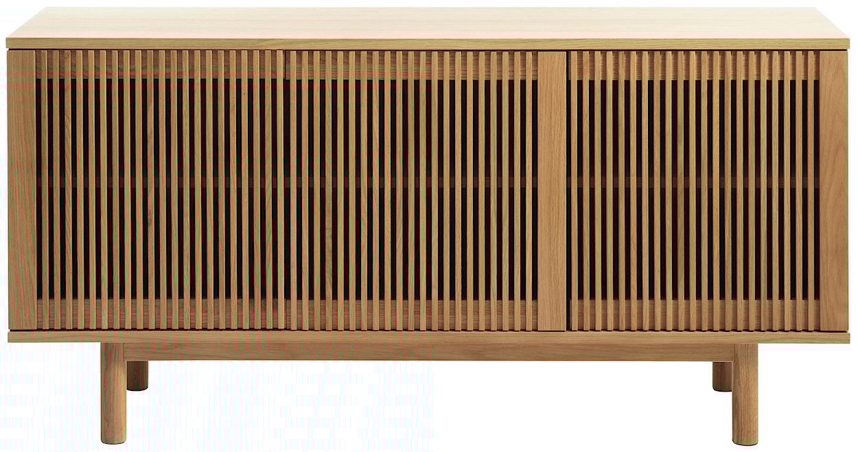 Komoda niska Bruzel 143 cm lamele dąb naturalny  - zdjęcie 3