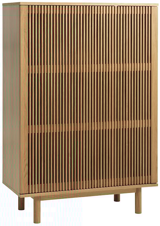 Komoda wysoka Bruzel 140 cm lamele dąb naturalny