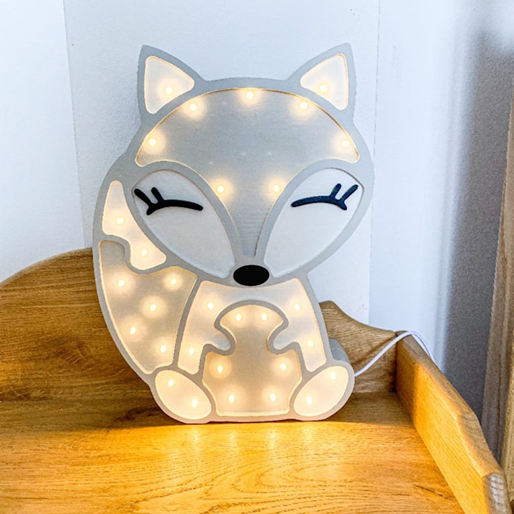 Lampa dziecięca Lisek szara ręcznie wykonana  - zdjęcie 5