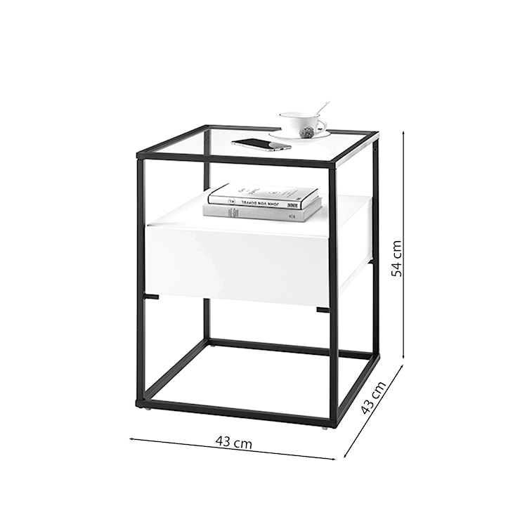 Stolik Pagittles 43x43cm z szufladą biały mat  - zdjęcie 6