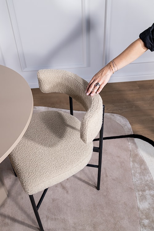 Krzesło tapicerowane Mentrily w tkaninie boucle cappuccino  - zdjęcie 3