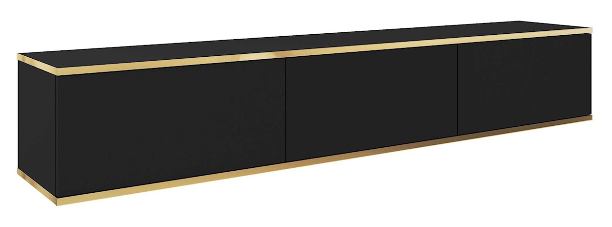 Szafka RTV Mucalma 175 cm czarna ze złotymi wstawkami 