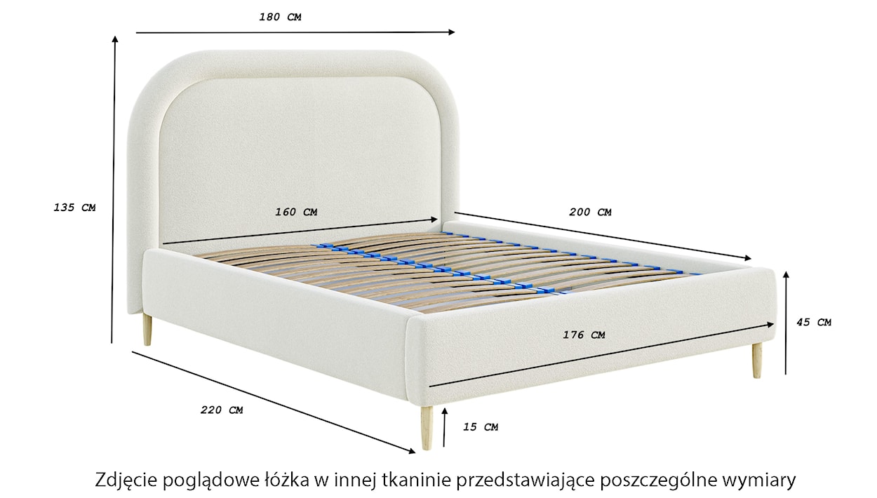 Łóżko tapicerowane 160x200 cm Loreo z pojemnikiem zielone boucle  - zdjęcie 8