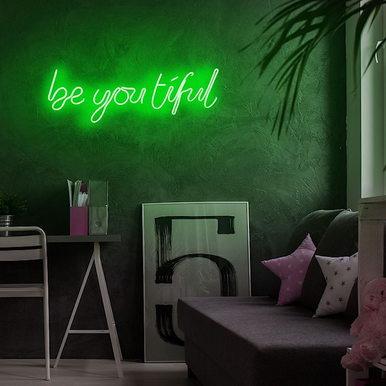 Neon na ścianę Letely z napisem BeYOUtiful zielony  - zdjęcie 8