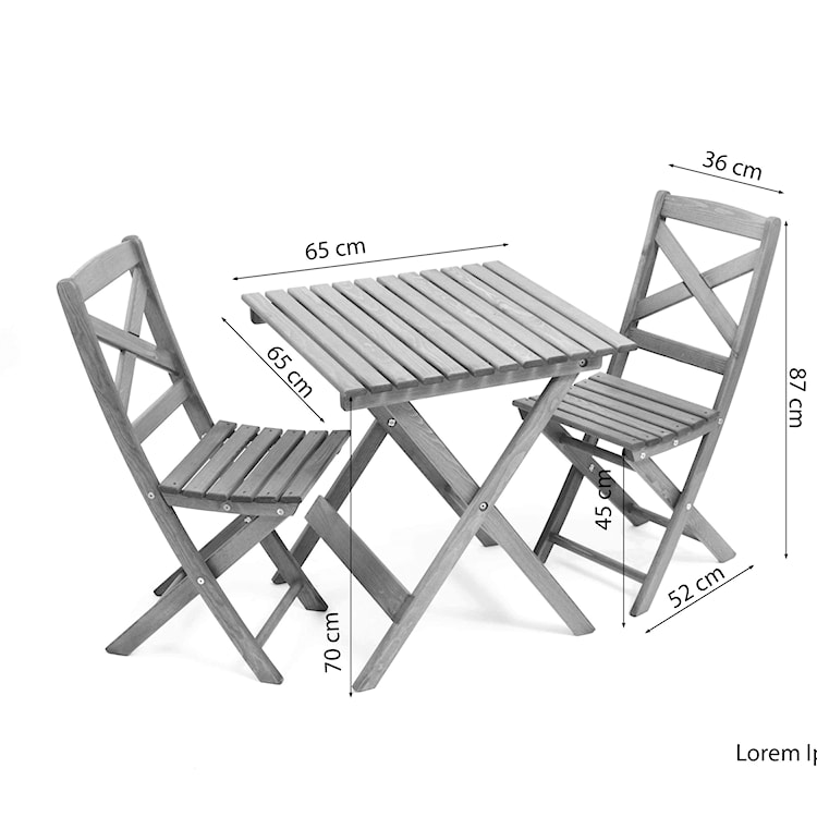 Zestaw balkonowy Bonnert drewno sosnowe stół z dwoma krzesłami biały  - zdjęcie 6