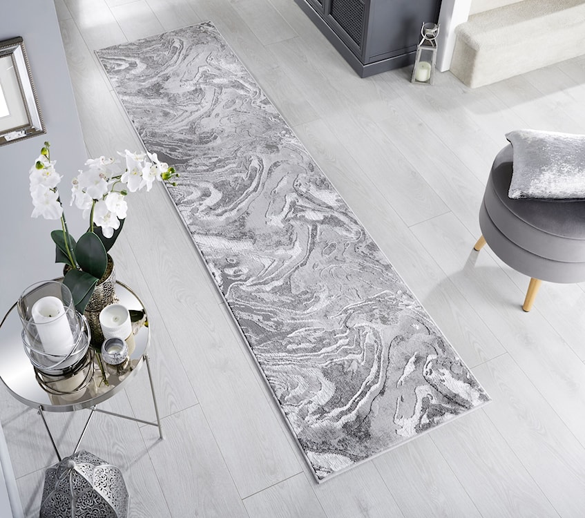 Dywan nowoczesny Marbled srebrny Prostokątny/60x230 cm  - zdjęcie 2