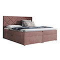 Łóżko kontynentalne Mubappa 180x200 z dwoma pojemnikami, materacem i topperem różowe hydrofobowe