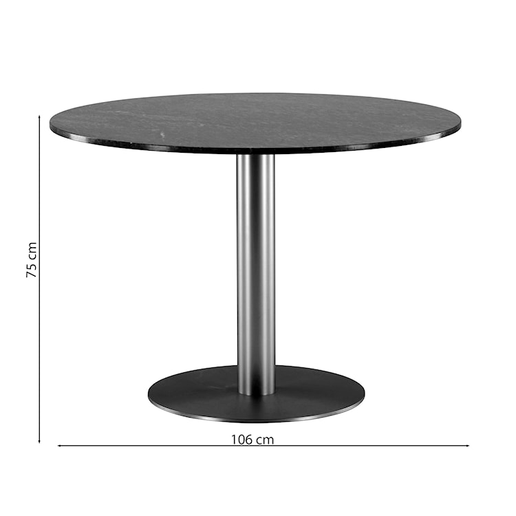 Stół do jadalni Hourine okrągły 106x106 cm marmur/czarna podstawa  - zdjęcie 6