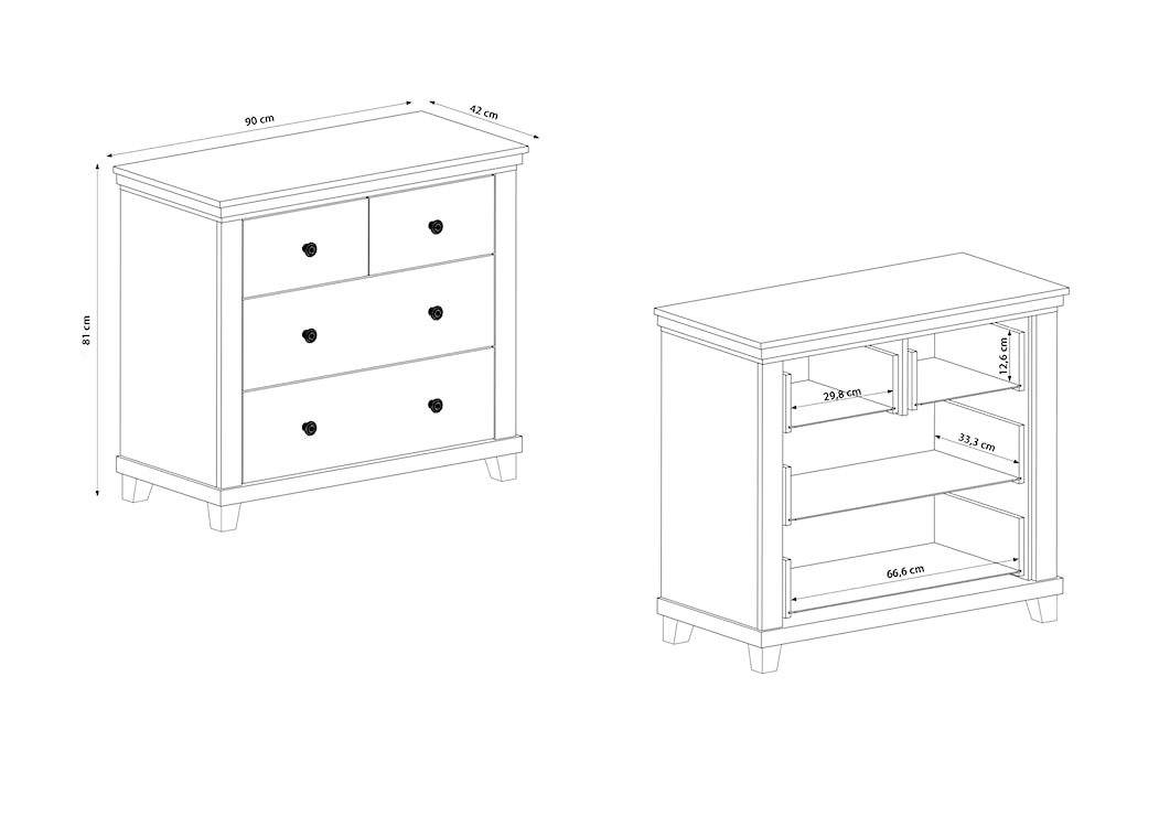 Komoda Euglia z czterema szufladami jesion Abisko z blatem dąb Lefkas  - zdjęcie 6