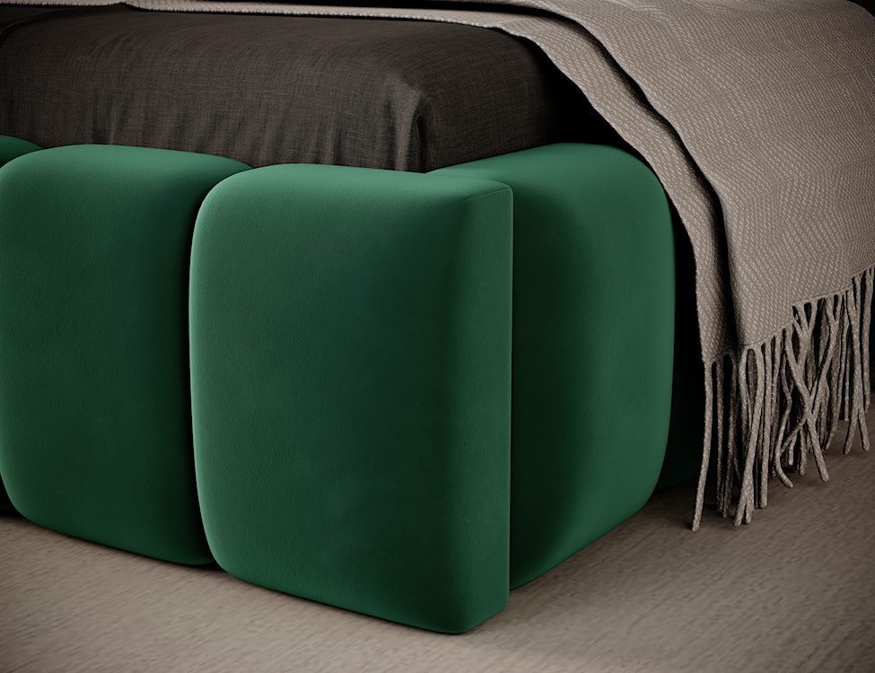Łóżko tapicerowane 90x200 cm Rodeiro z pojemnikiem i oświetleniem zielone w tkaninie hydrofobowej  - zdjęcie 4