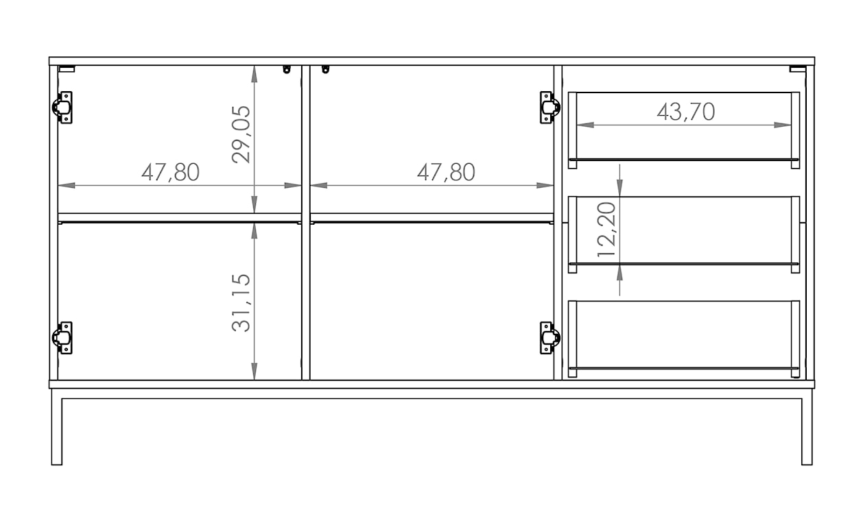 Komoda dwudrzwiowa Perila 150 cm z szufladami hikora  - zdjęcie 7