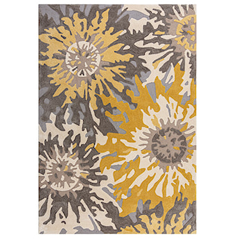 Dywan syntetyczny Soft Floral z motywem kwiatów szary/ochra Prostokątny/160x230