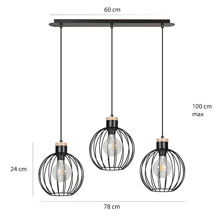 Lampa wisząca Paganico czarna x3  - zdjęcie 7