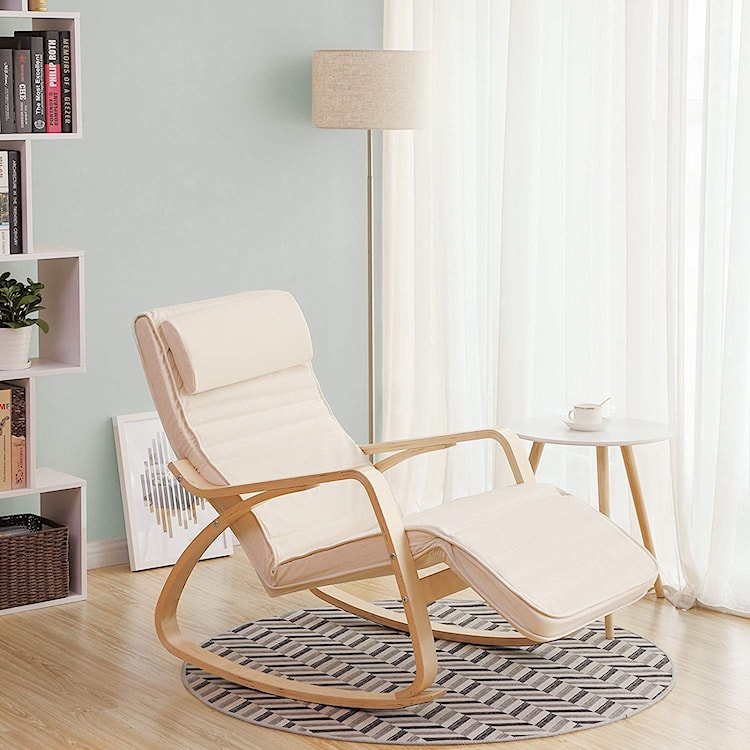 Fotel bujany Lapilli z minimalistycznymi podłokietnikami beżowy  - zdjęcie 2