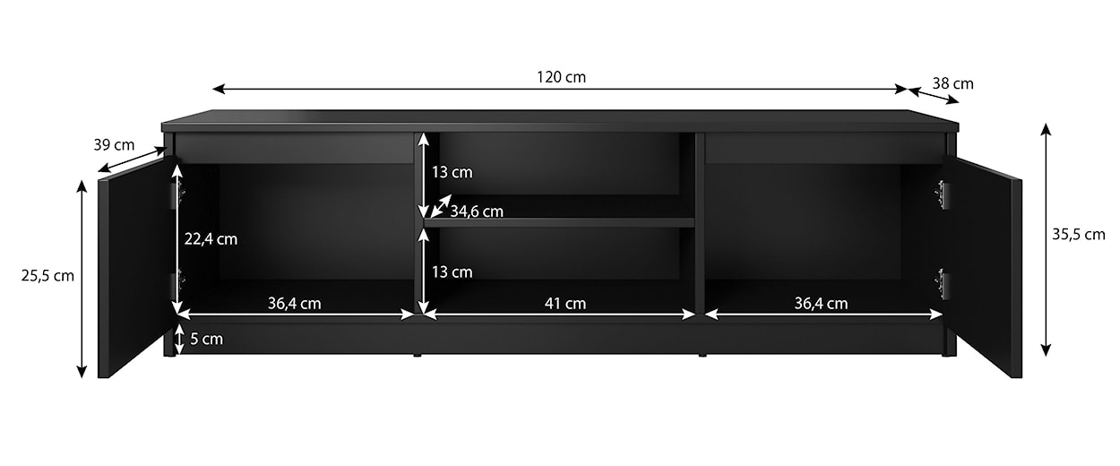 Szafka RTV Permys 120 cm czarny grafit    - zdjęcie 3