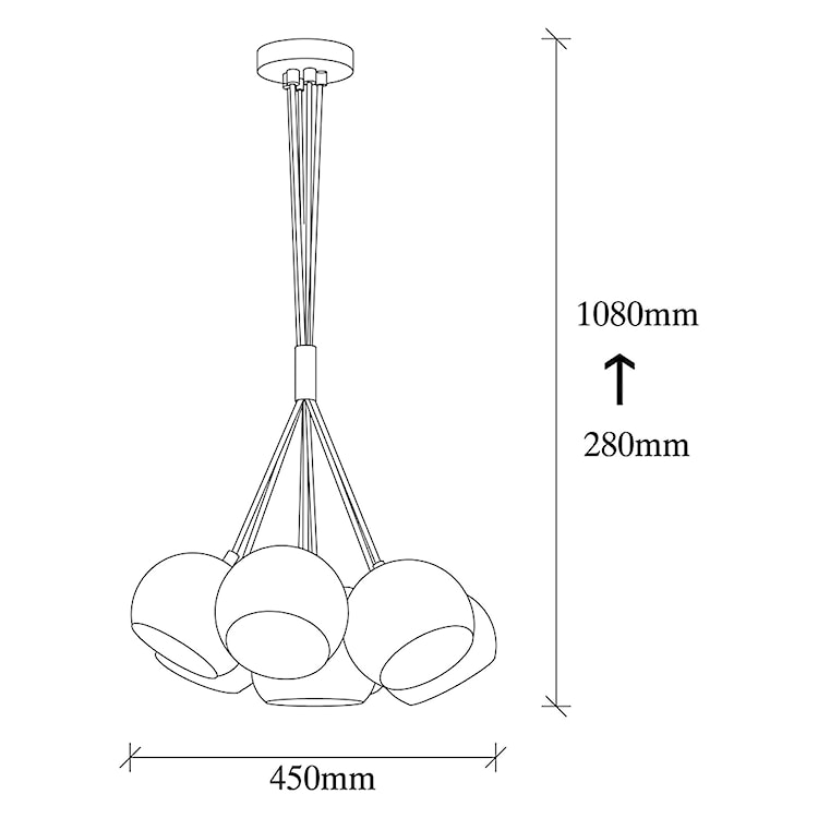 Lampa wisząca Rientaki x5 kule czarna  - zdjęcie 9