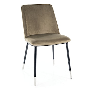 Krzesło tapicerowane Sionior oliwkowy velvet/ chromowane detale