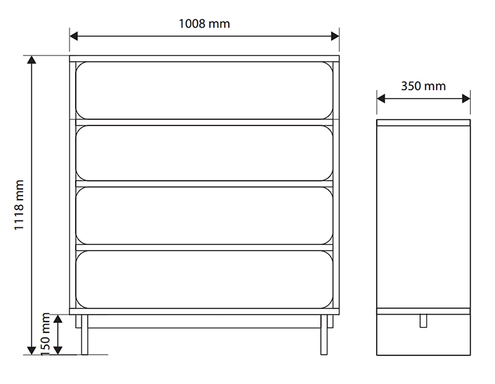 Komoda Wuwu z czterema szufladami 101 cm szarobeżowa  - zdjęcie 7