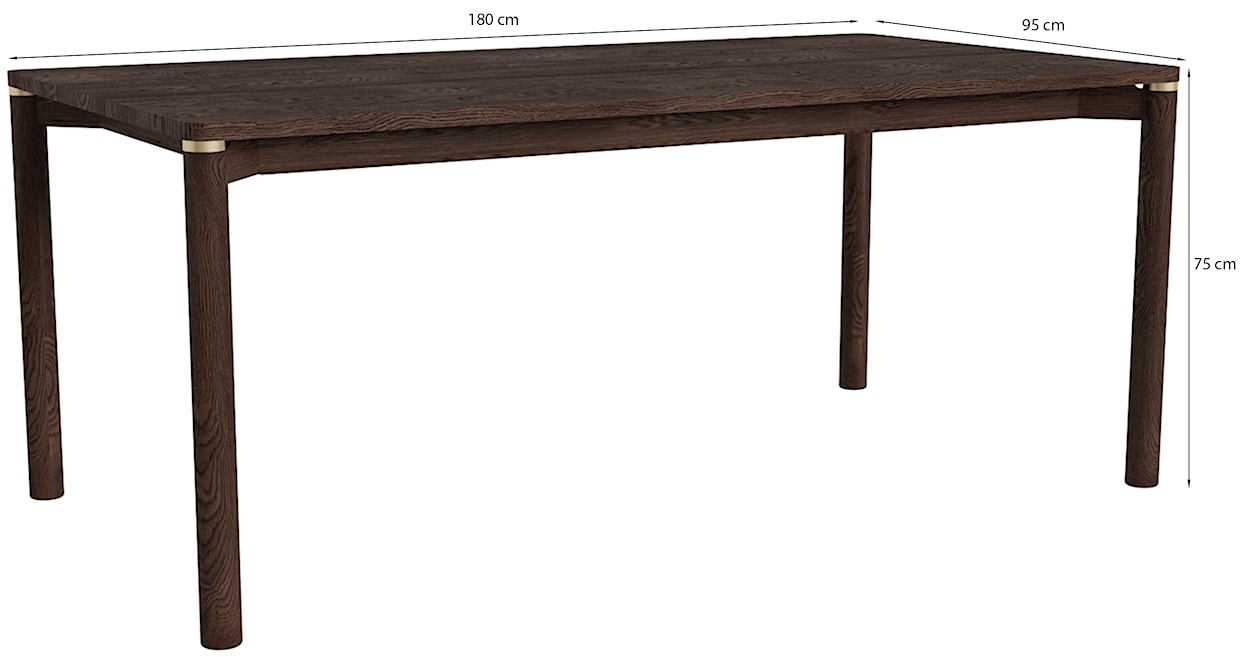Stół drewniany Tharoe 95x180 cm ze złotym zdobieniem dąb espresso  - zdjęcie 4