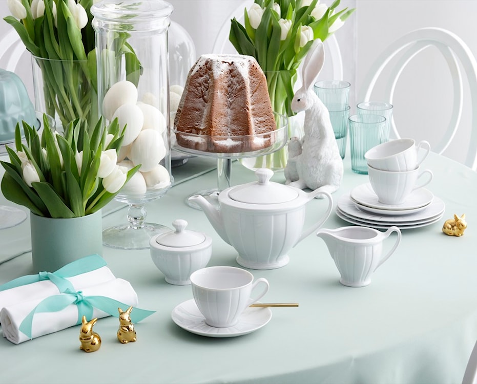 Serwis do kawy porcelanowy dla 6 os. Oktawa biały  - zdjęcie 4