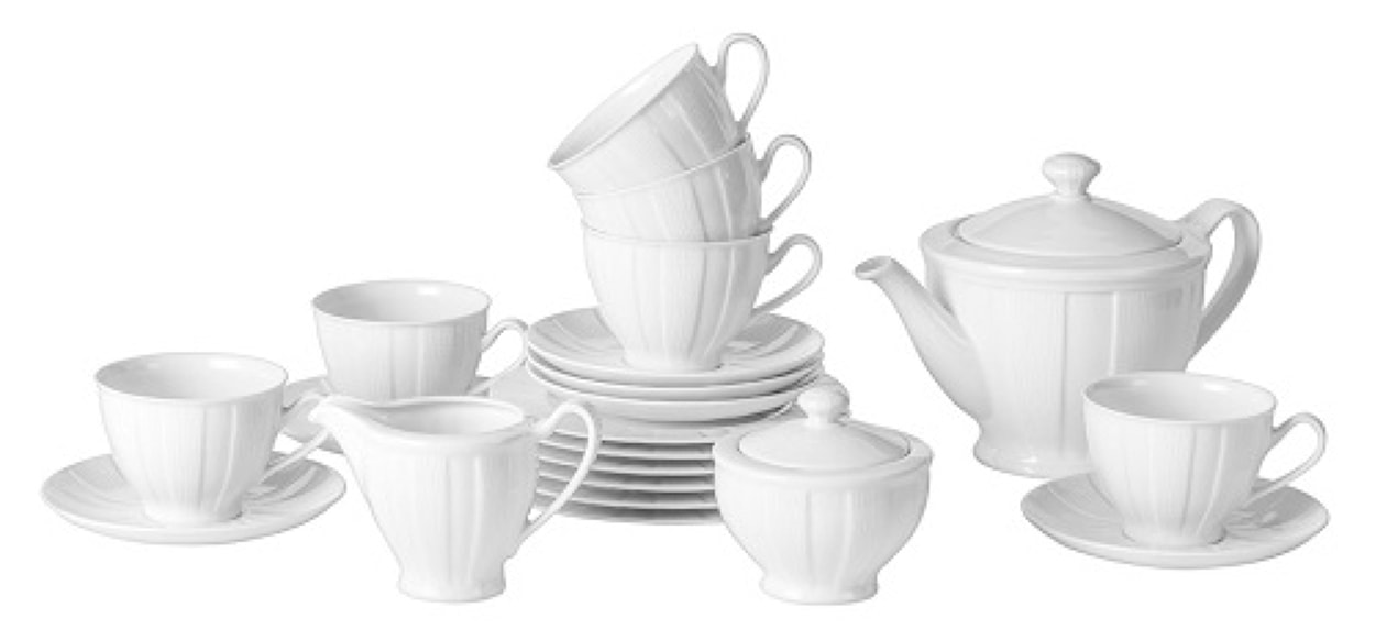 Serwis do kawy porcelanowy dla 6 os. Oktawa biała kora 