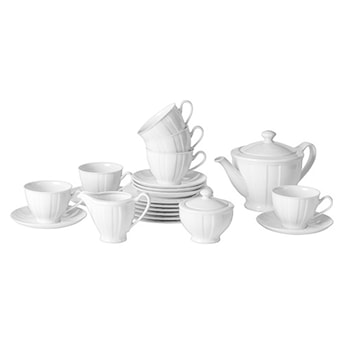 Serwis do kawy porcelanowy dla 6 os. Oktawa biała kora