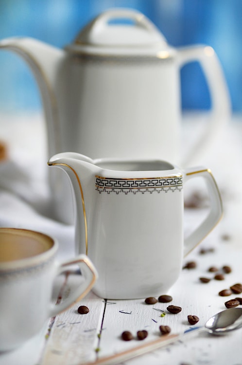 Serwis do herbaty porcelanowy dla 6 os. Pułaski biało-złoty  - zdjęcie 2