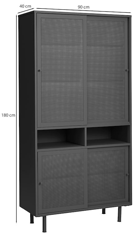 Regał Sonaves 180 cm metalowy z przesuwnymi drzwiami czarny  - zdjęcie 6