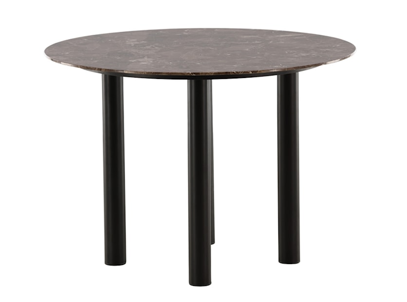 Stół do jadalni Moyells okrągły średnica 106 cm brązowy marmur/czarna podstawa 