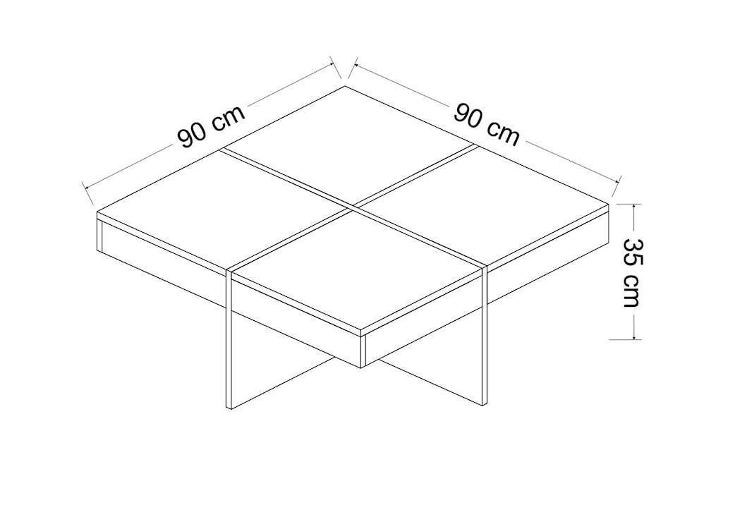 Stolik kawowy kwadratowy Sedget 90x90 cm czarny marmur/złoty  - zdjęcie 3