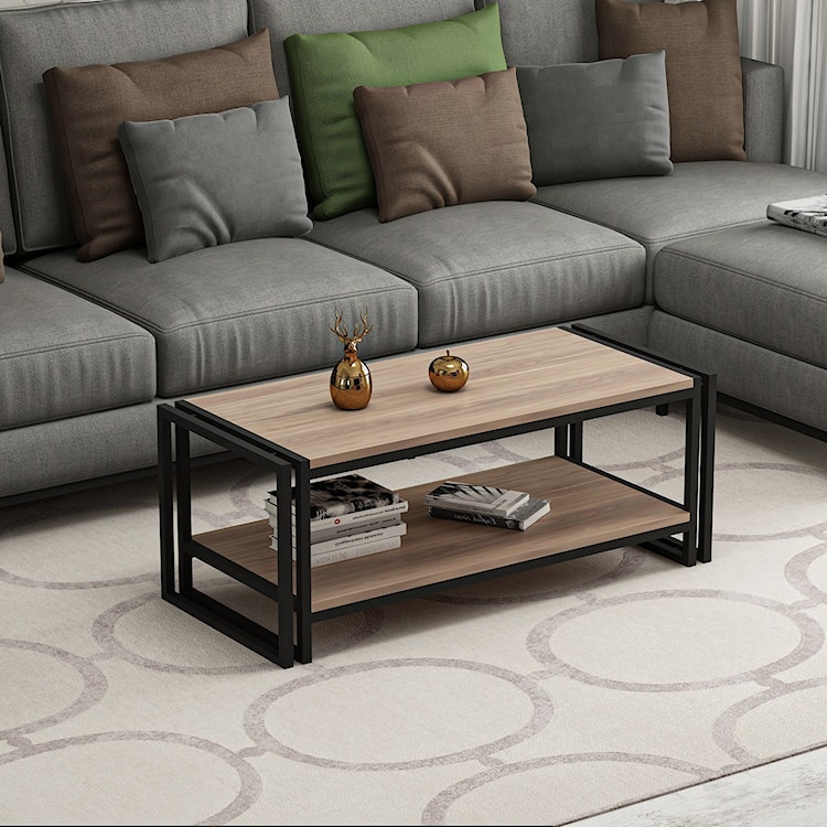 Stolik kawowy prostokątny Drainal 120x40 cm dąb/czarny  - zdjęcie 3