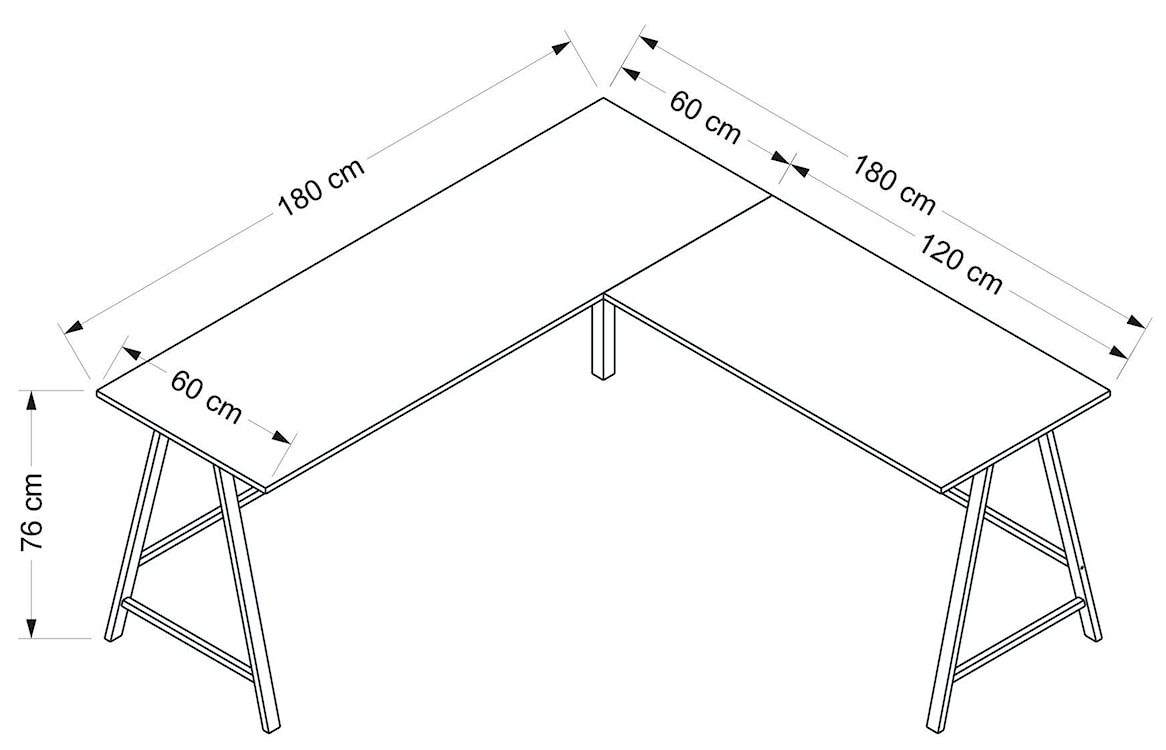 Biurko narożne 180x180 cm Reentle czarne  - zdjęcie 5