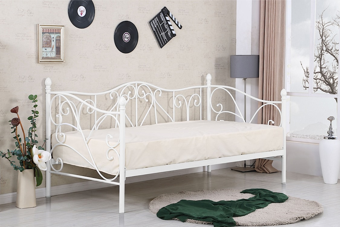 Łóżko metalowe Perline 90x200 cm białe  - zdjęcie 2
