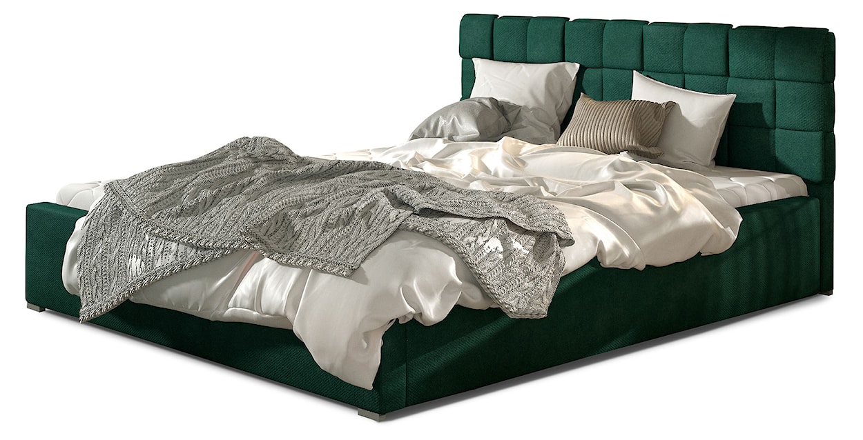 Łóżko tapicerowane Blatna 140x200 cm z pojemnikiem zielone