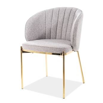 Krzesło tapicerowane Berot szare na złotej podstawie