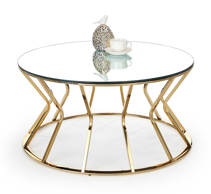 Stolik kawowy Plifies okrągły średnica 90 cm lustro/złoty  - zdjęcie 2