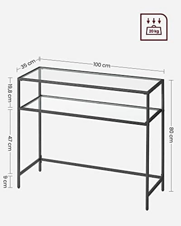 Konsola do przedpokoju LGT025B01 100x35 cm czarna  - zdjęcie 4