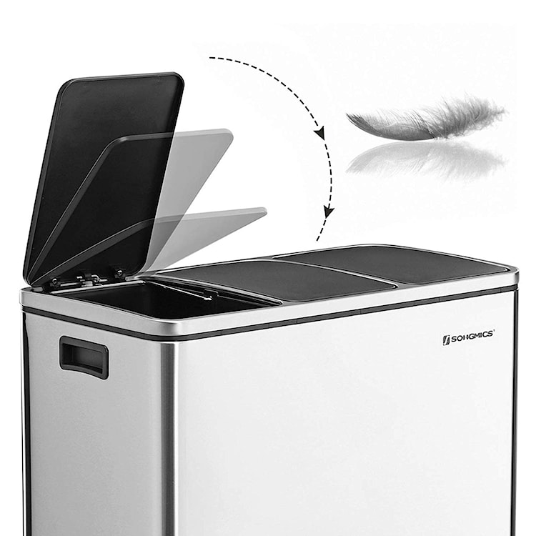 Kosz na śmieci Ecology 54l ze stali nierdzewnej trzykomorowy  - zdjęcie 6