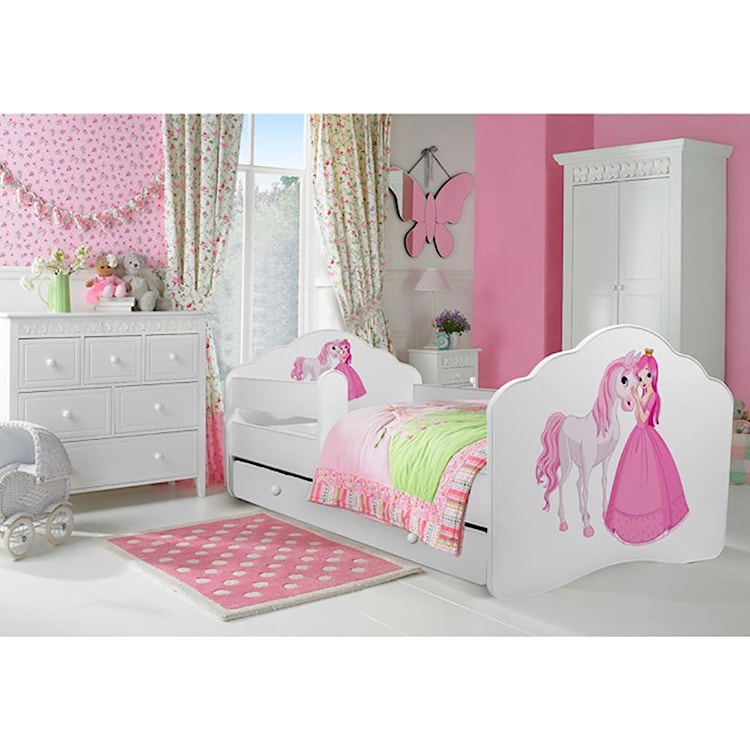 Łóżko dziecięce Sissa 140x70 cm Księżniczka i Koń z barierką i szufladą  - zdjęcie 2