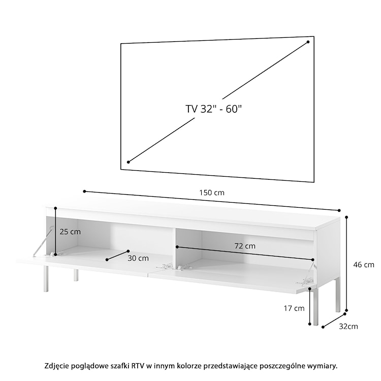 Szafka RTV Bemmi 150 cm czarna ze złotymi nogami  - zdjęcie 7