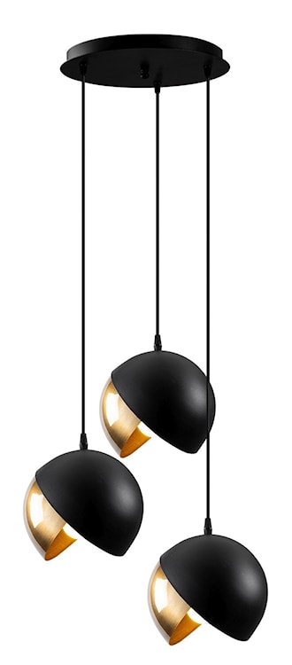 Lampa wisząca Hortensis x3 na okrągłej podsufitce czarna/złota  - zdjęcie 4
