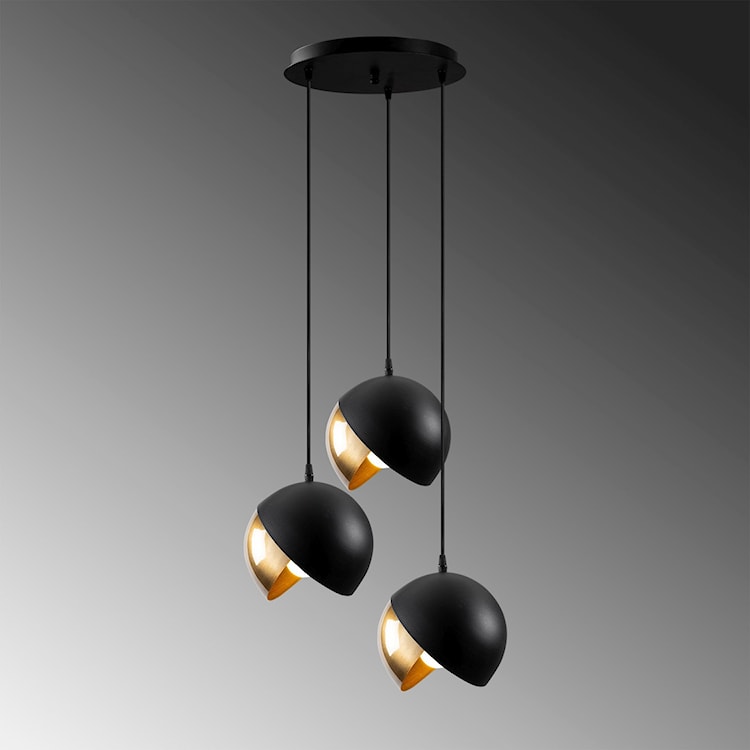 Lampa wisząca Hortensis x3 na okrągłej podsufitce czarna/złota  - zdjęcie 3