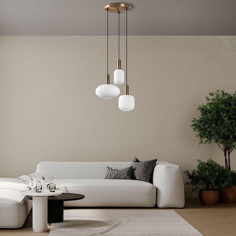 Lampa wisząca Asker x3 biało-złota  - zdjęcie 2