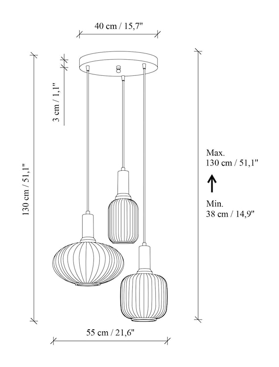 Lampa wisząca Asker x3 biało-złota  - zdjęcie 7